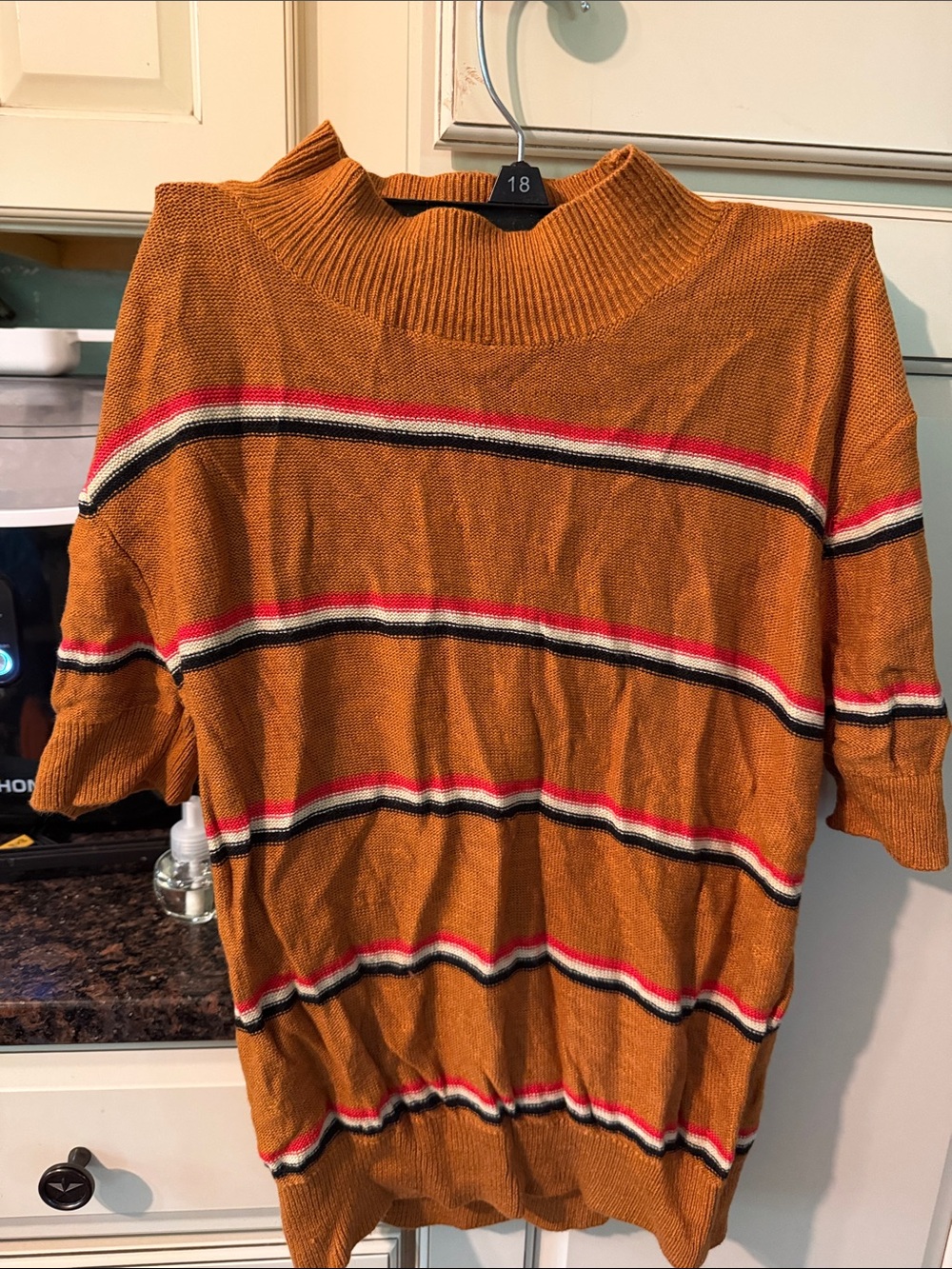Free People Mustard Stripe Mock Neck Sweater